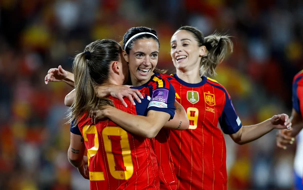 Spain players celebrating a goal during match