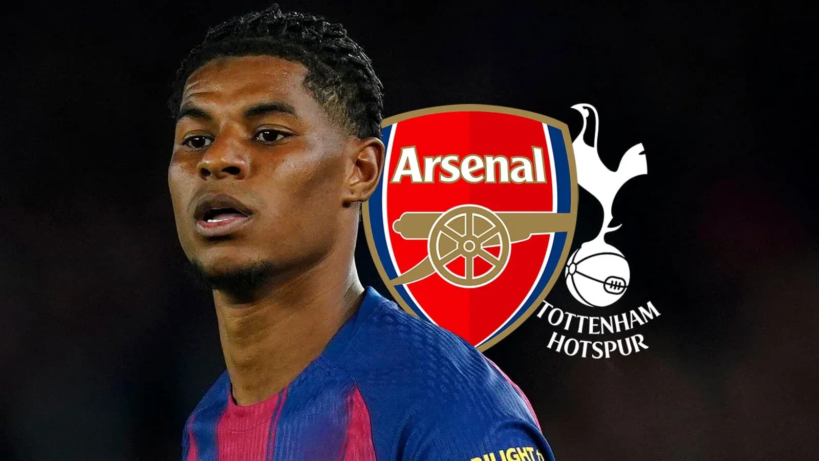 Player in front of Arsenal and Tottenham logos