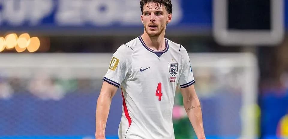 Player wearing England jersey during match action