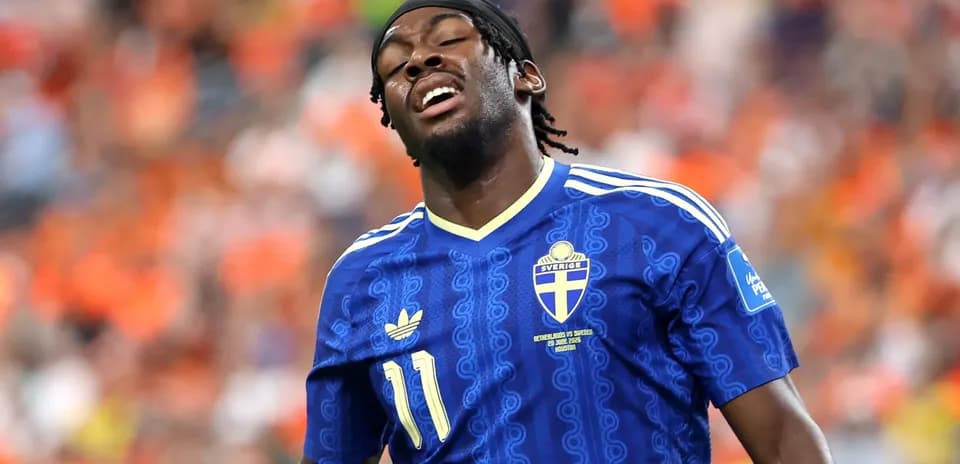 Player in Sweden jersey during match action