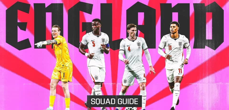 England squad members featured in vibrant graphic
