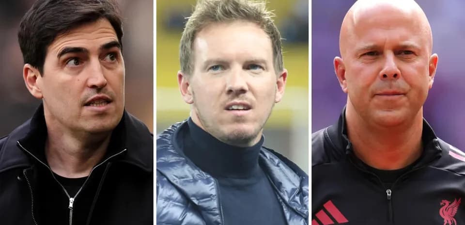 Three football managers during match preparations