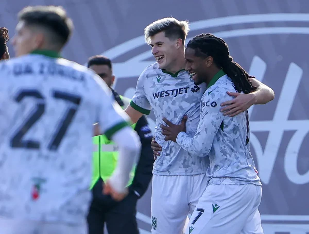 Cavalry FC players celebrating a goal