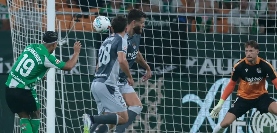 Goal attempt during Real Sociedad vs Real Betis match