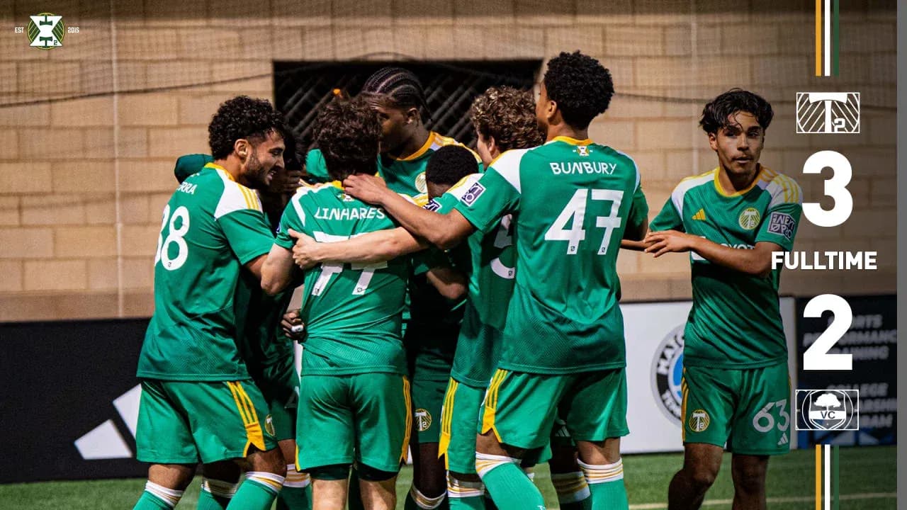 Portland Timbers II celebrating victory against Ventura County