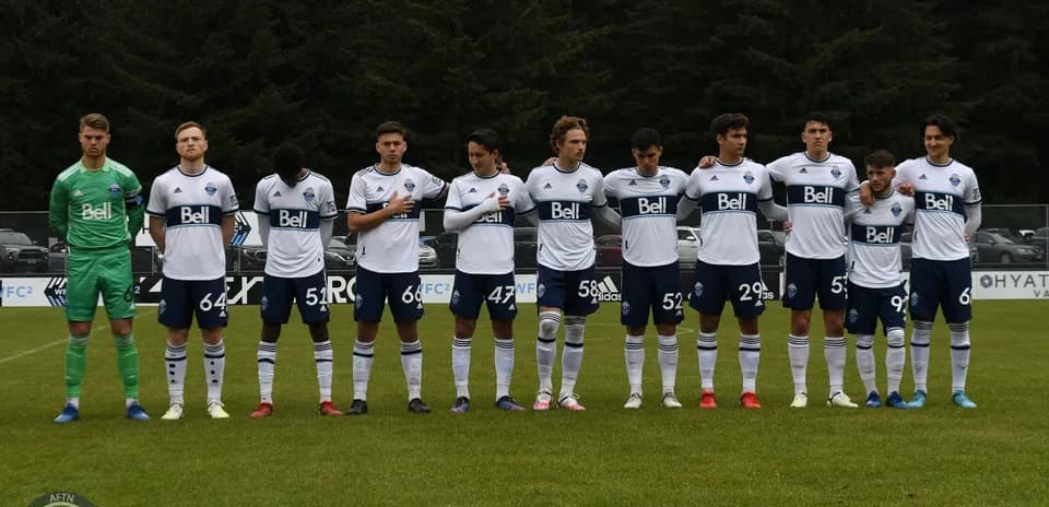 Vancouver Whitecaps II players lined up for match