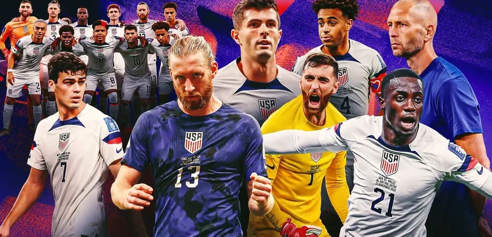USA national team players in dynamic action poses