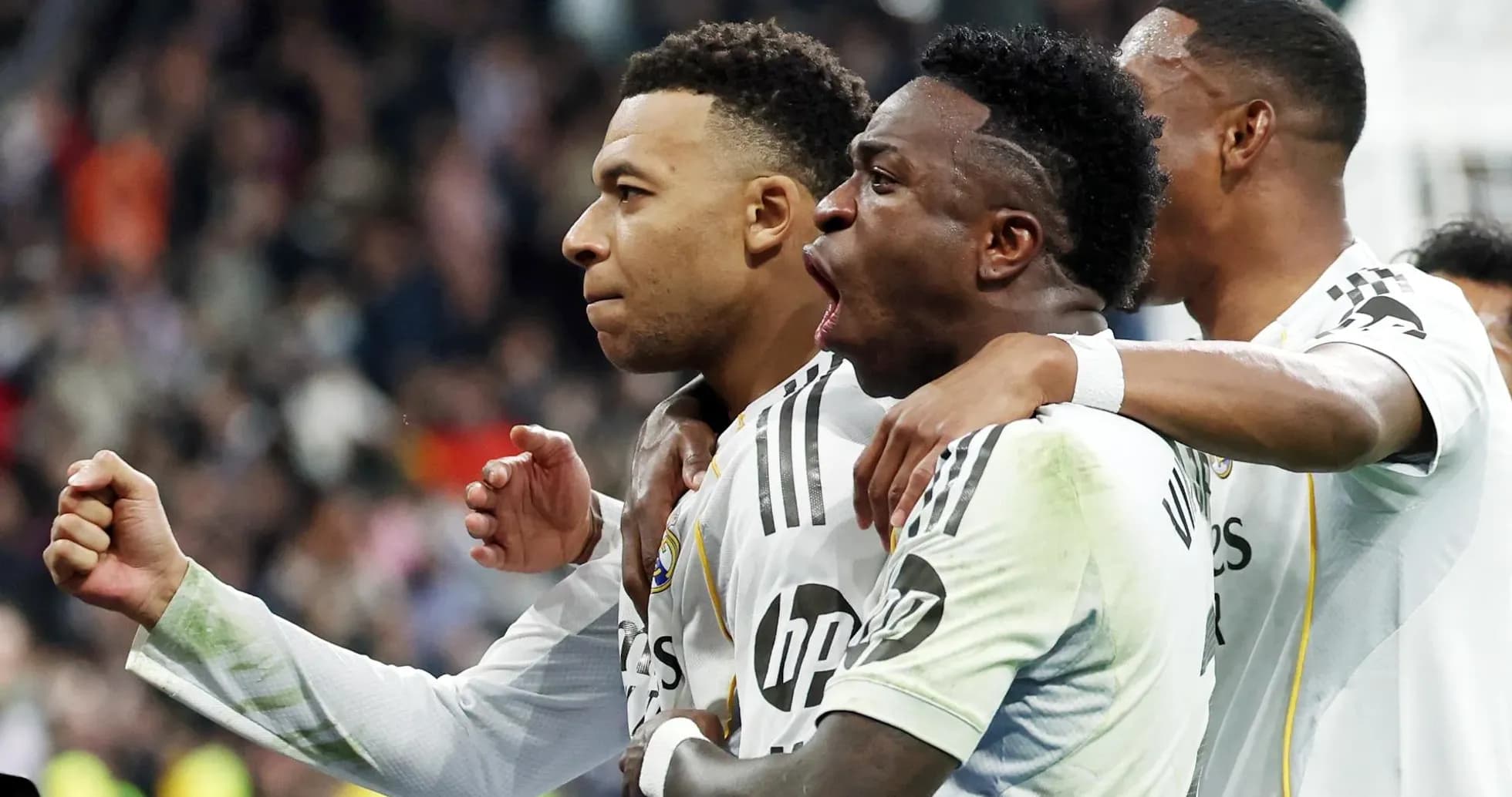 Real Madrid players celebrating a goal