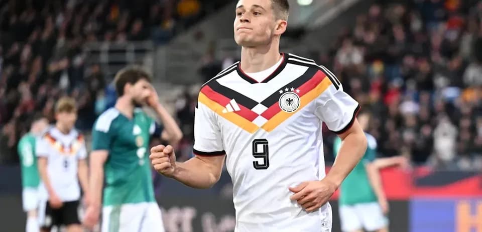 German player celebrating during a match
