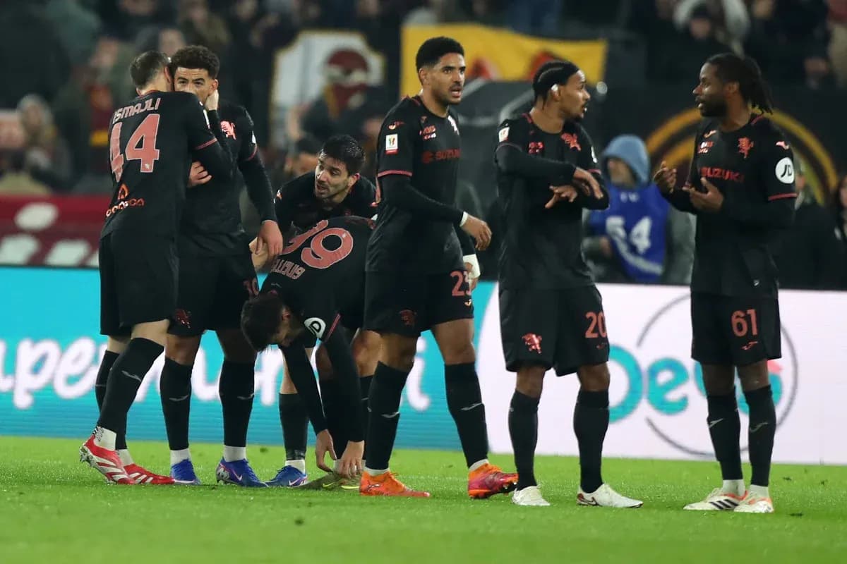 AS Roma players celebrating during Serie A match