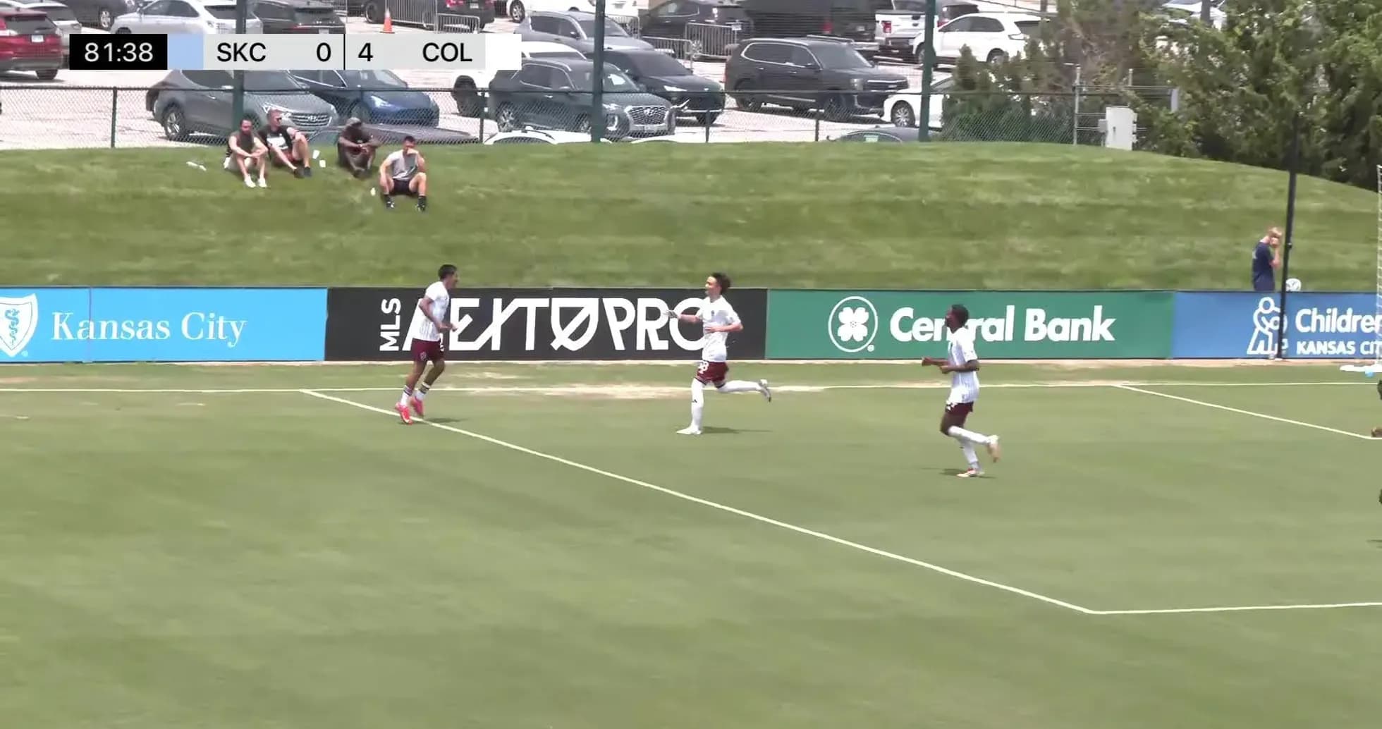 Players celebrating a goal during MLS Next Pro match