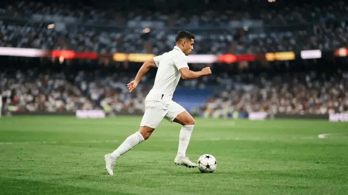 Player sprinting with ball during a match