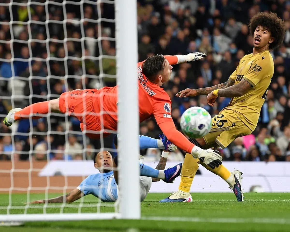 Goalkeeper making a save during match action