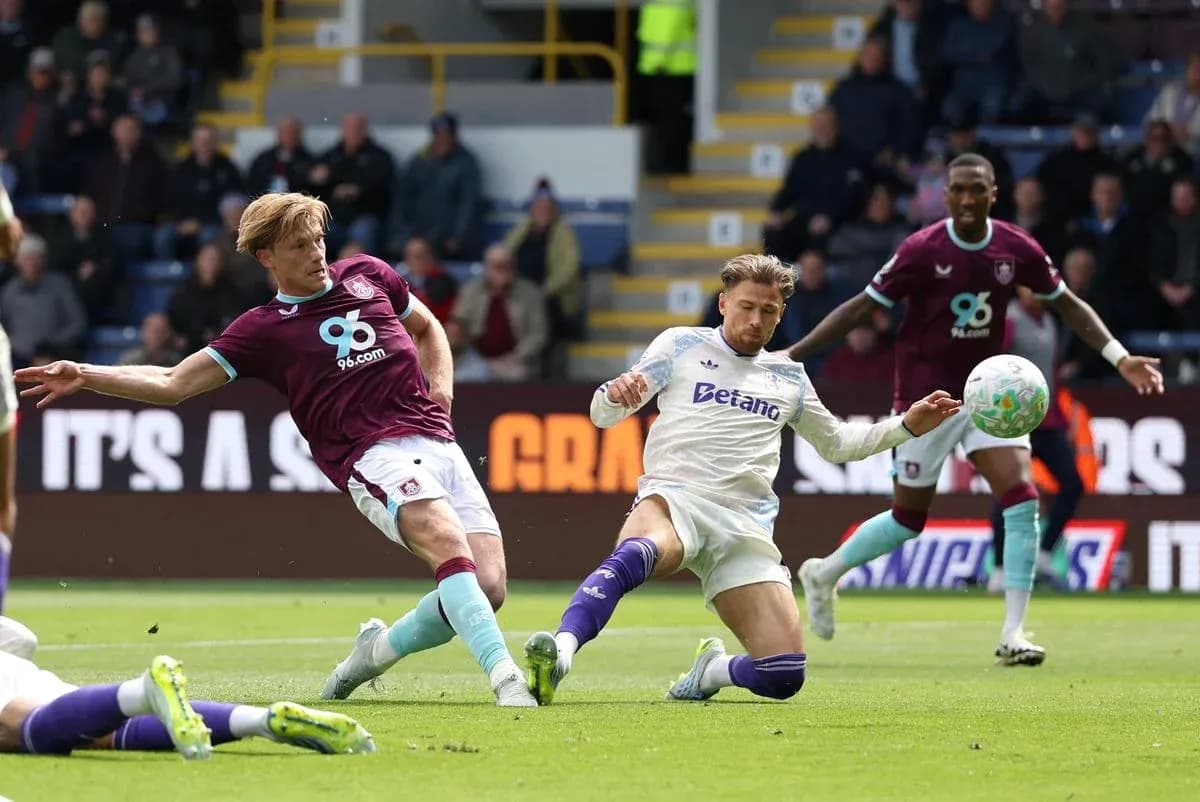 Players competing for the ball during Burnley match