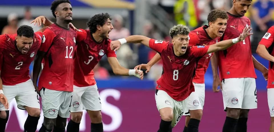 Egyptian players celebrating a goal during match