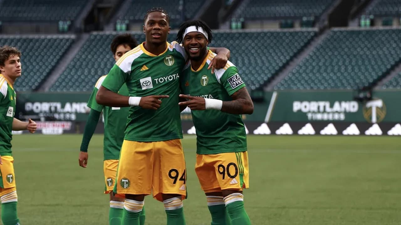 Portland Timbers II players celebrating together