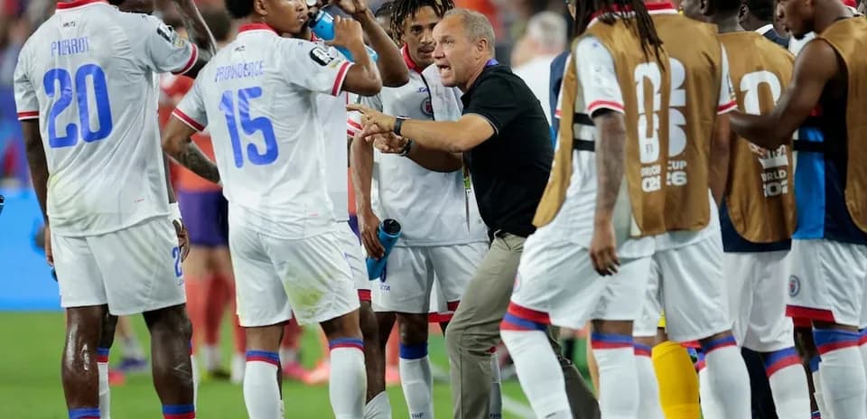 Haiti team during a water break in match