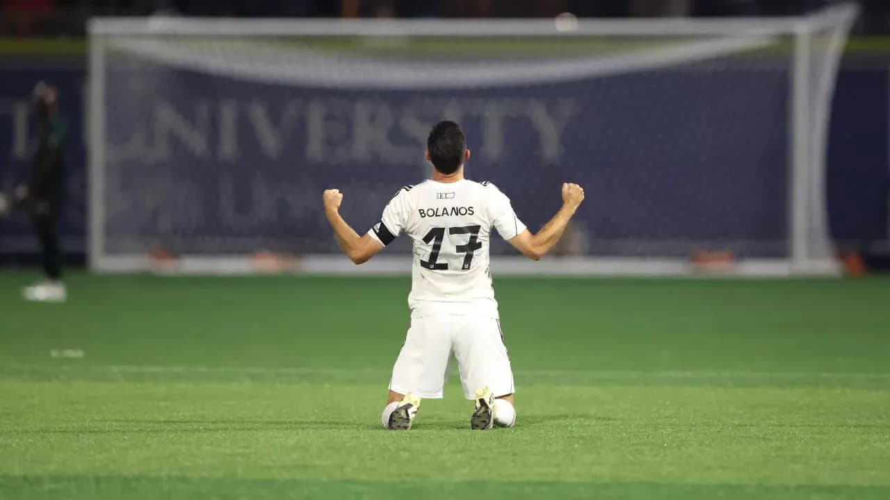 Bolanios celebrating after scoring a goal