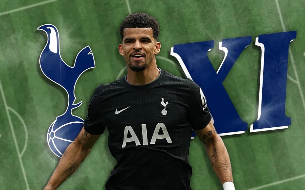 Player celebrating in Tottenham kit on green background