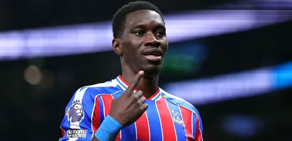 Player celebrating after scoring a goal for Crystal Palace