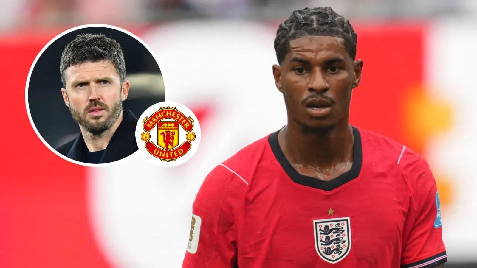 Player in England kit with Manchester United logo