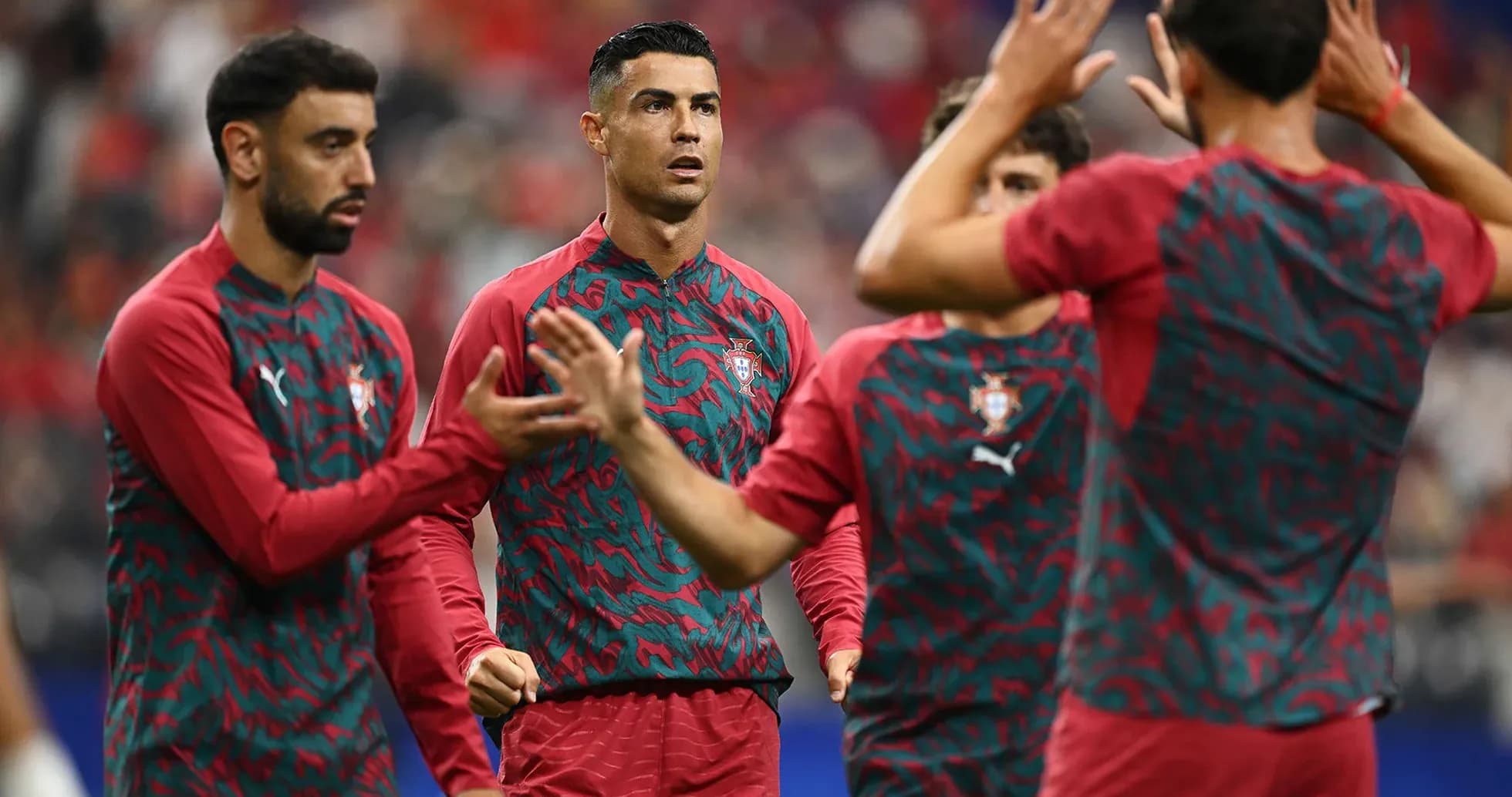 Portugal players warming up before the match