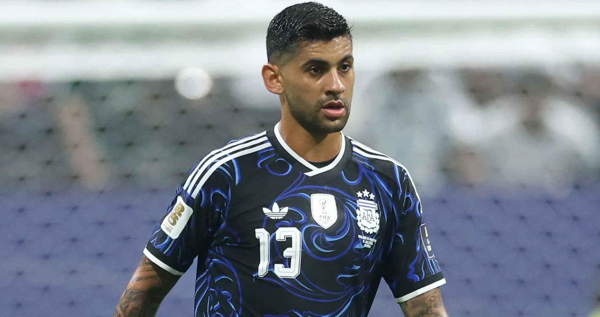 Player wearing Argentina jersey during match action