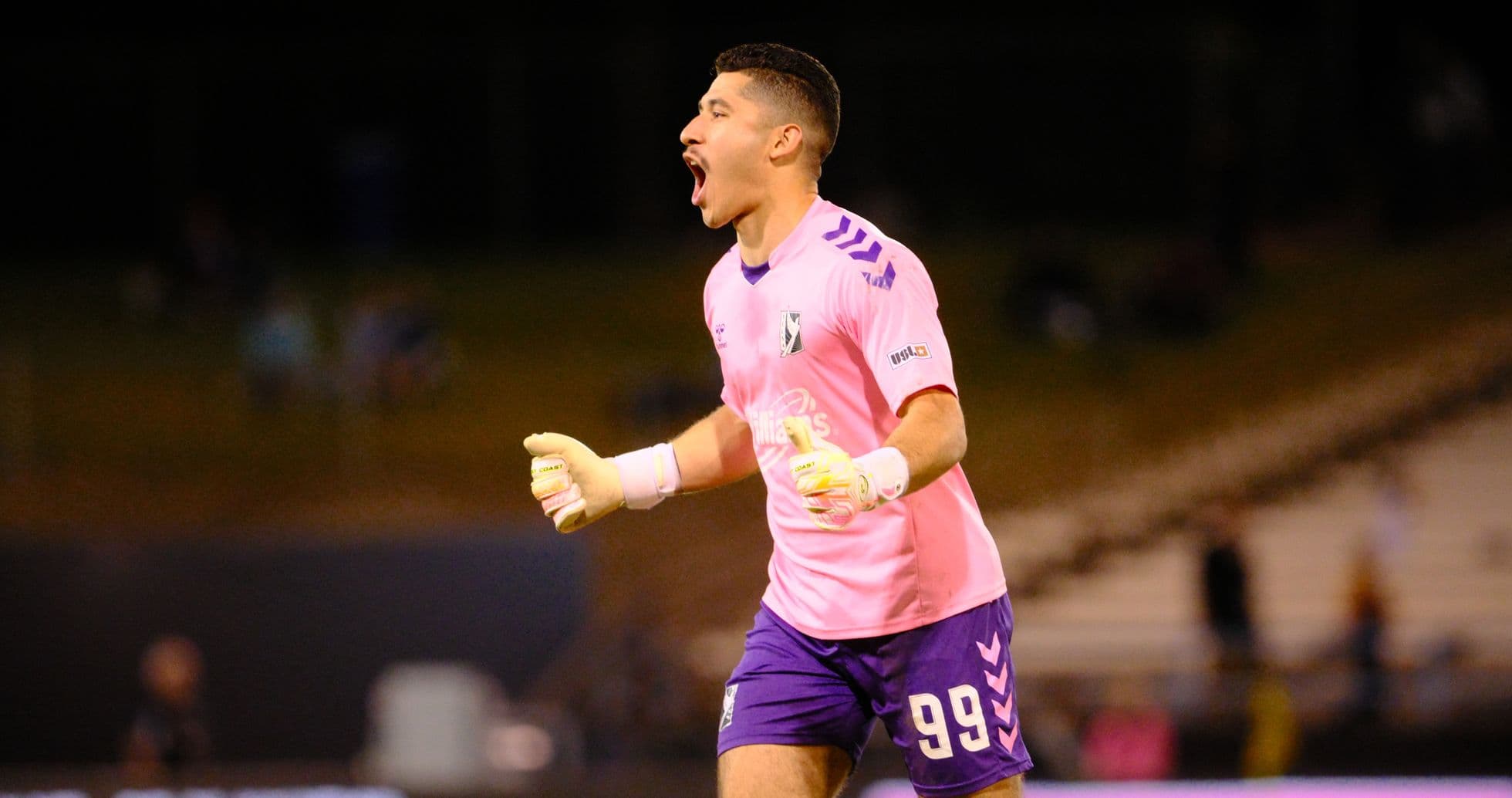 Goalkeeper celebrating during Las Vegas Lights match