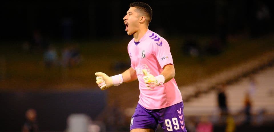Goalkeeper celebrating during Las Vegas Lights match