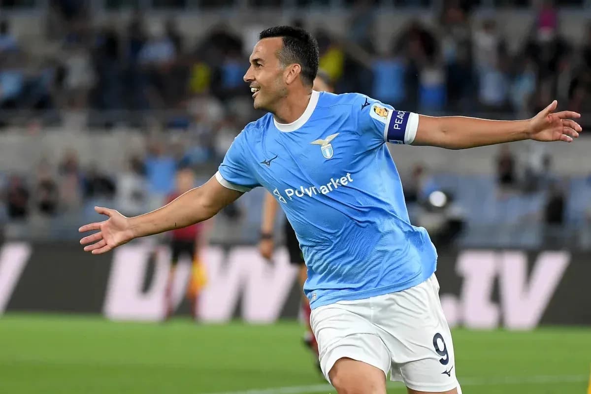 Lazio player celebrating a goal during match