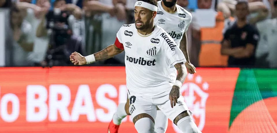 Neymar celebrating a goal for Santos FC