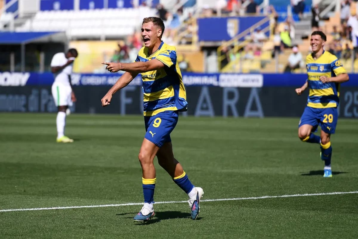 Player celebrating a goal during Parma match