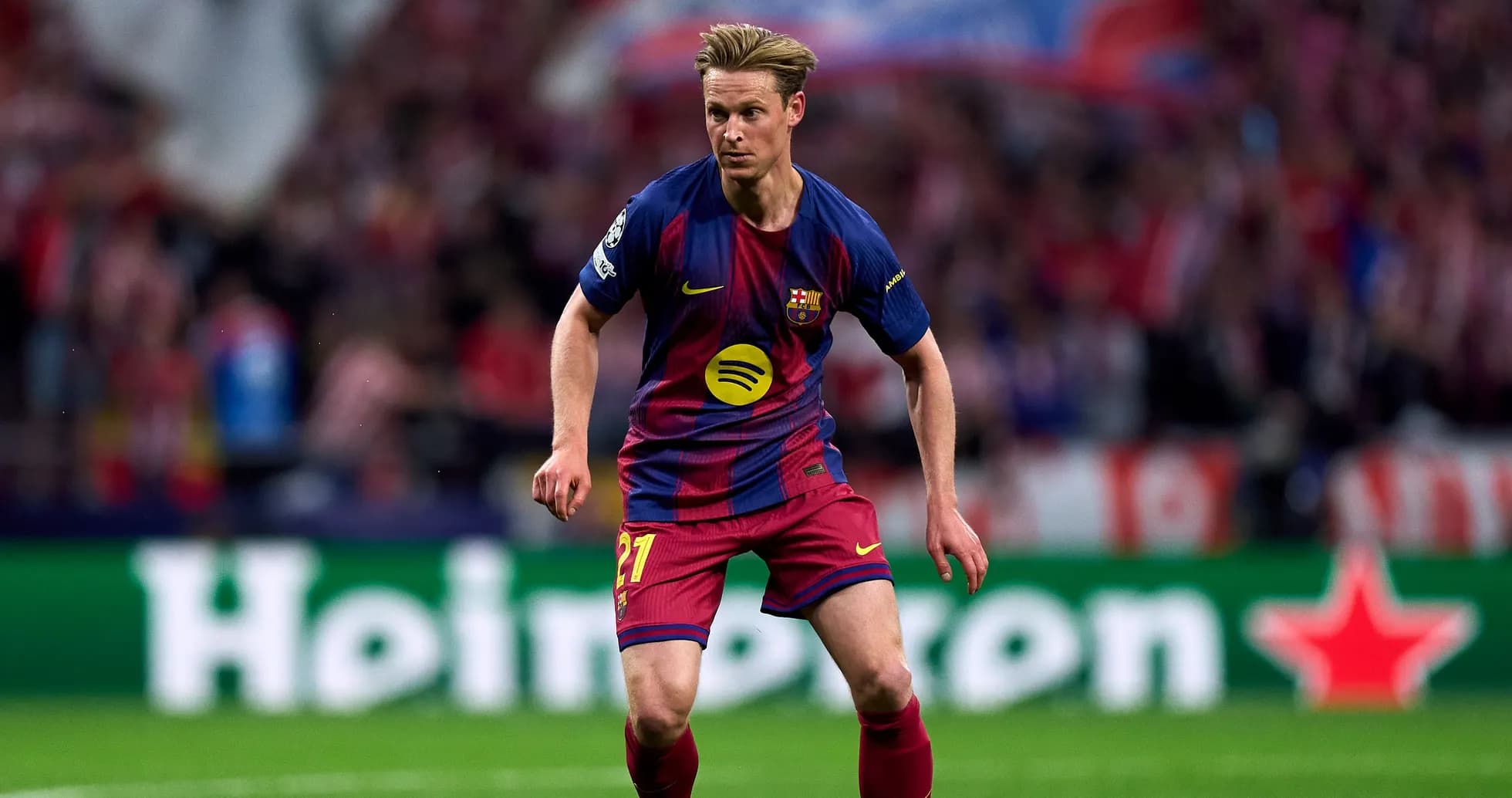 Player in Barcelona kit running on the field