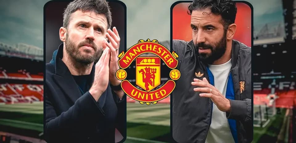 Two coaches discussing tactics at Old Trafford
