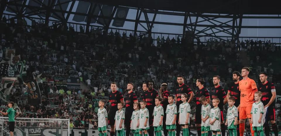 Teams lined up before UEFA Europa League match
