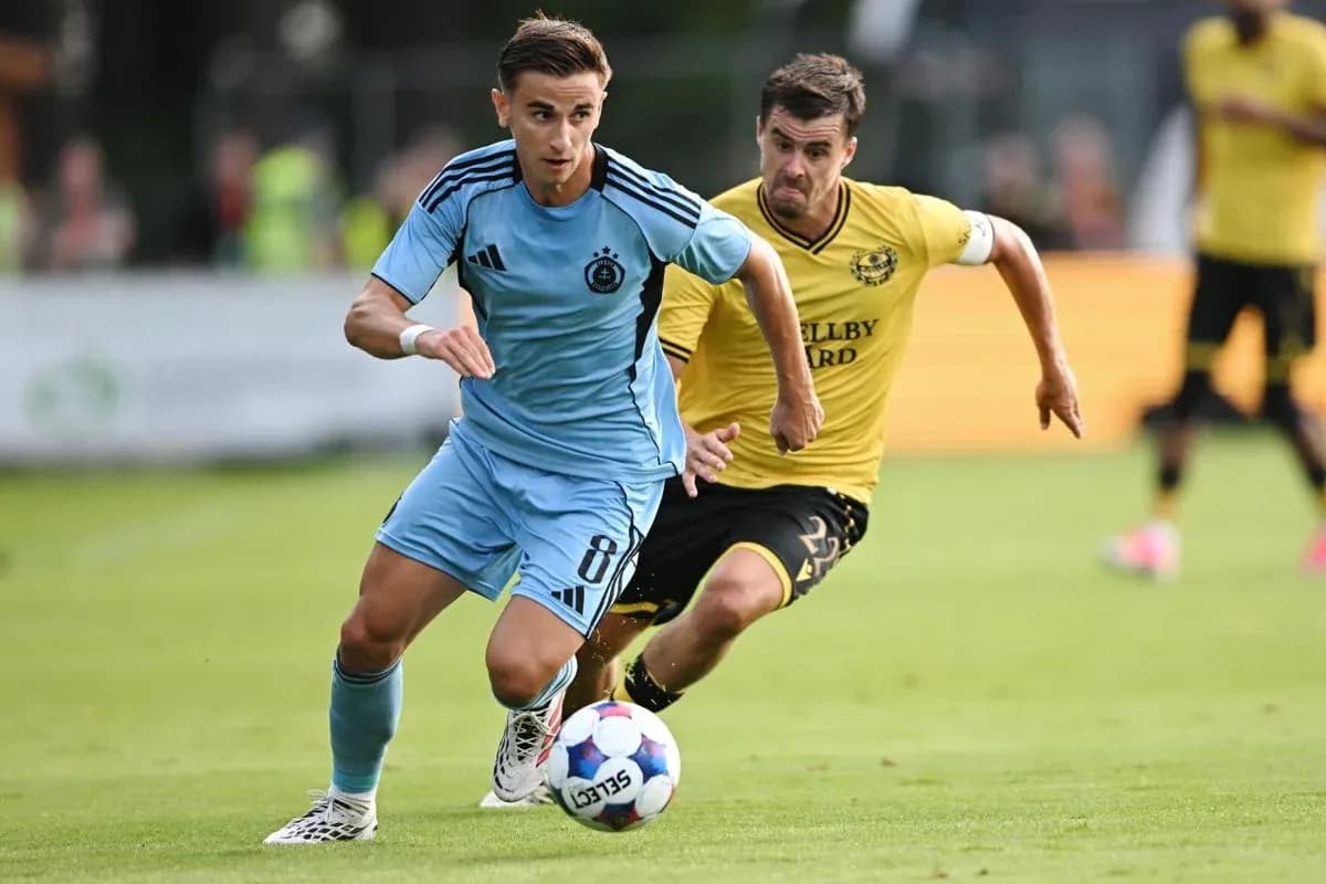 Player from Slovan Bratislava dribbling the ball