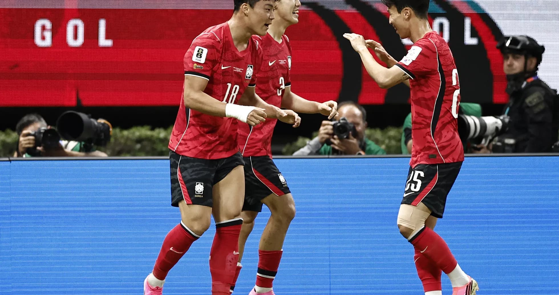 South Korea players celebrating a goal
