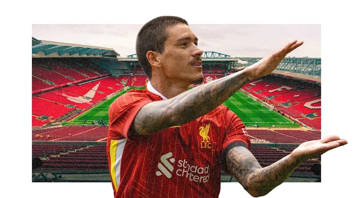 Player gesturing on the pitch at Anfield