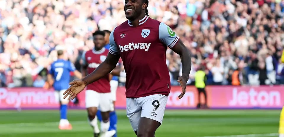 Player celebrating after scoring a goal for West Ham