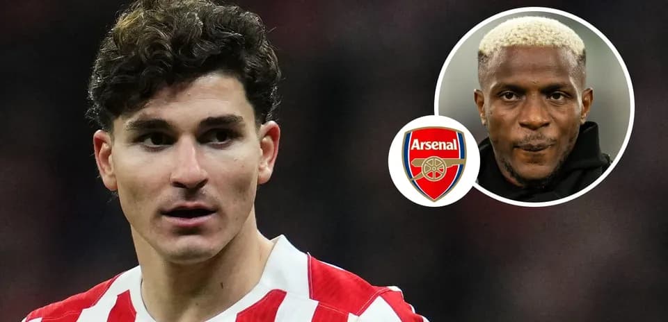 Football player in red and white kit with Arsenal logo