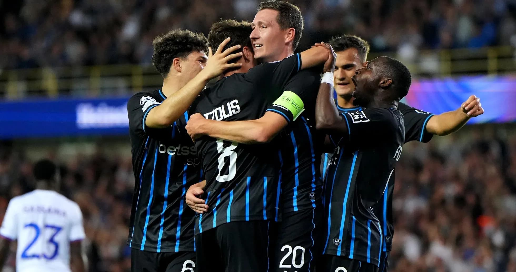 Club Brugge players celebrating a goal