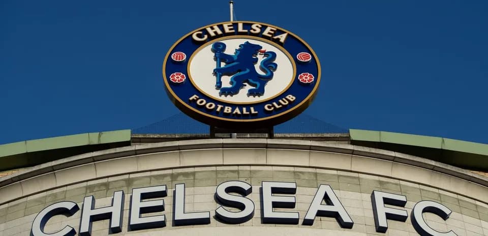 Chelsea FC club logo on stadium facade