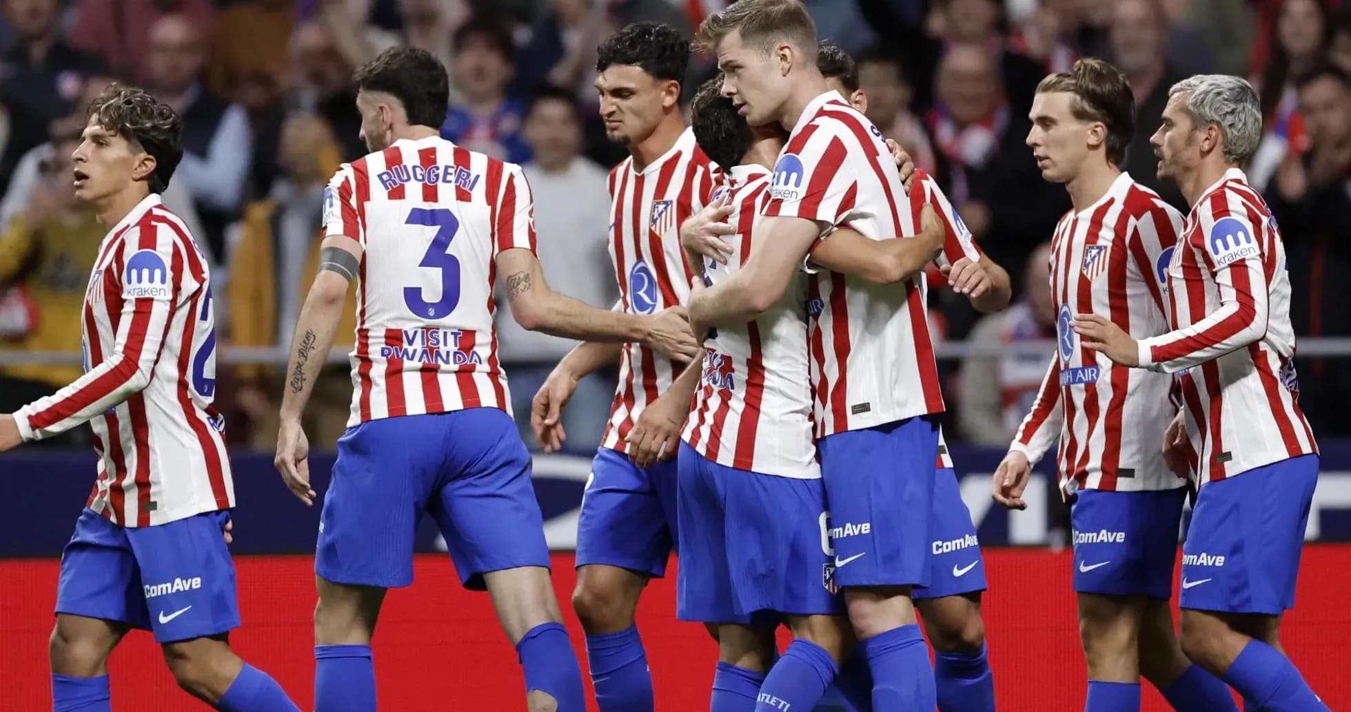 Atletico Madrid players celebrating a goal