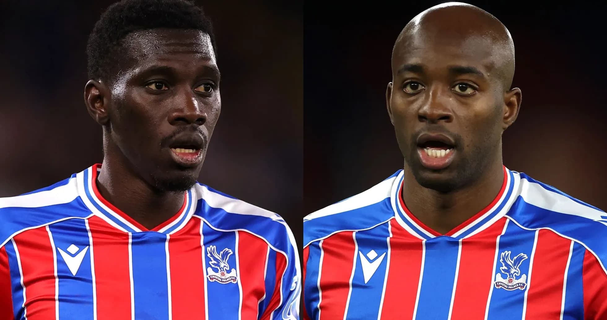Two Crystal Palace players in team jerseys