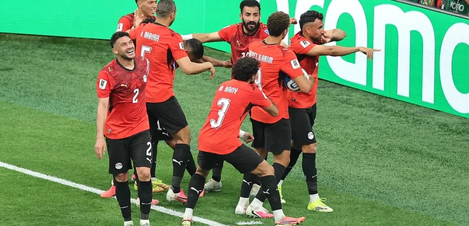 Egyptian team celebrating a goal on the field