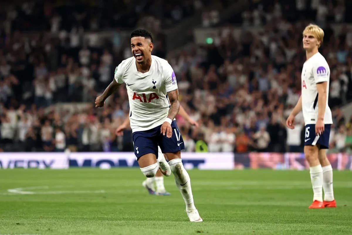 Player celebrating after scoring for Tottenham Hotspur