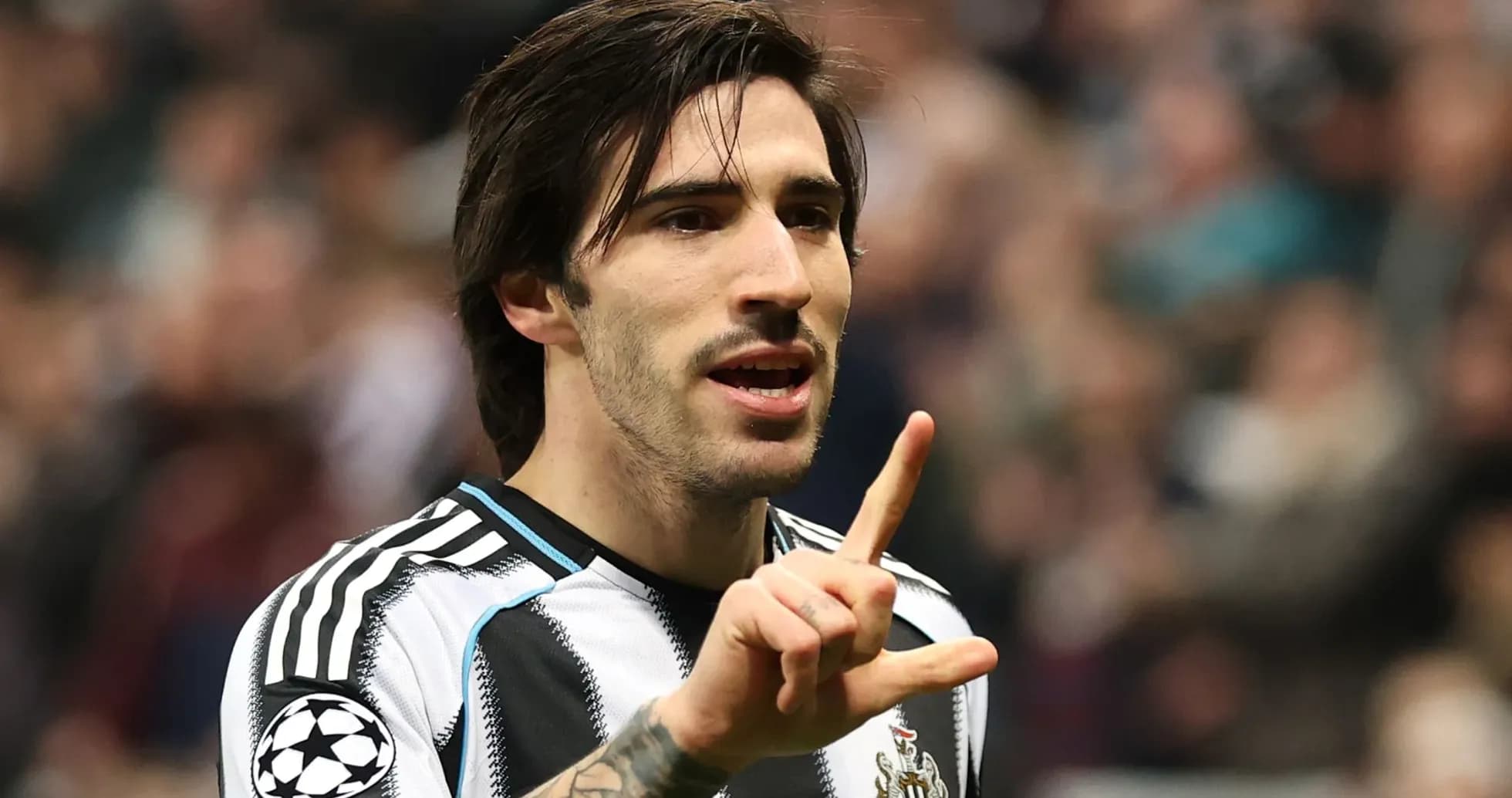 Player gesturing during match celebration