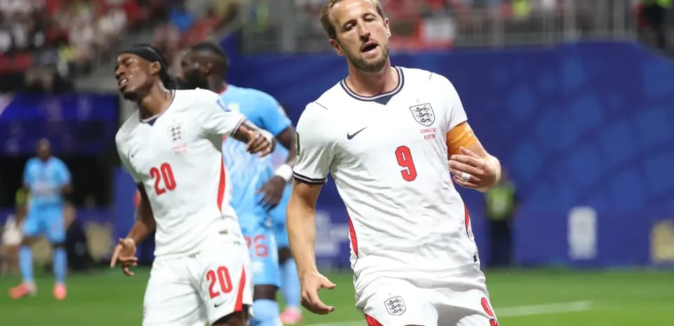 England player celebrating goal against Congo DR