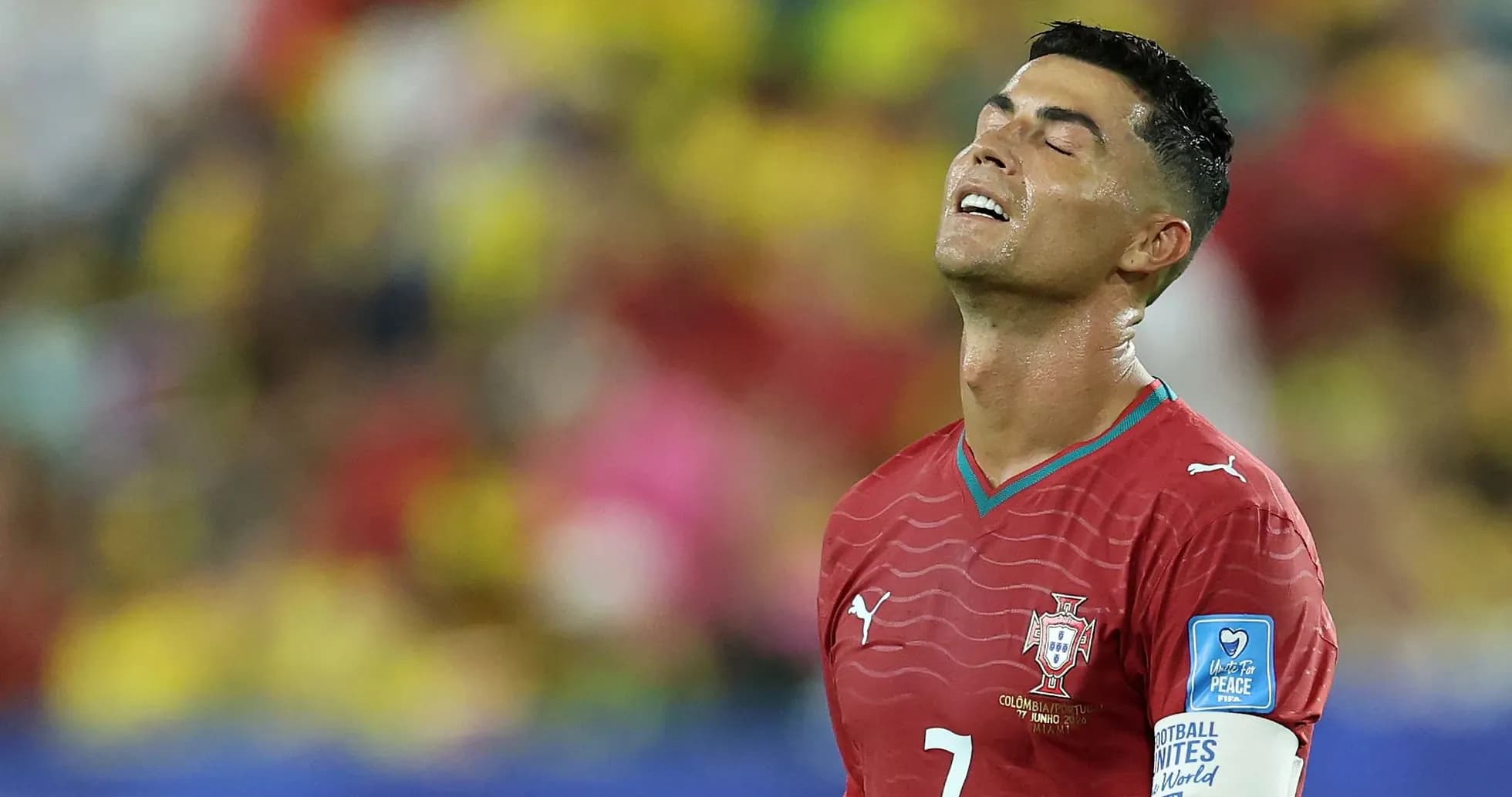 Cristiano Ronaldo looking up during a match