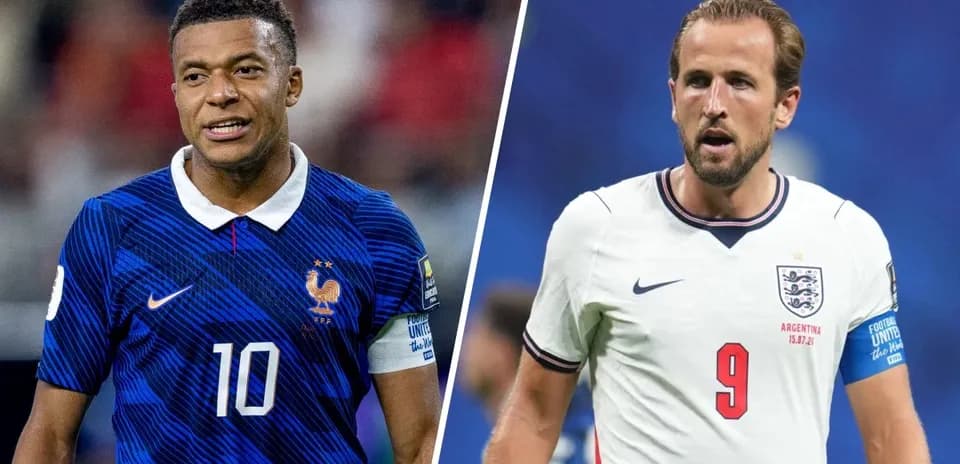 Mbappé and Kane during World Cup match
